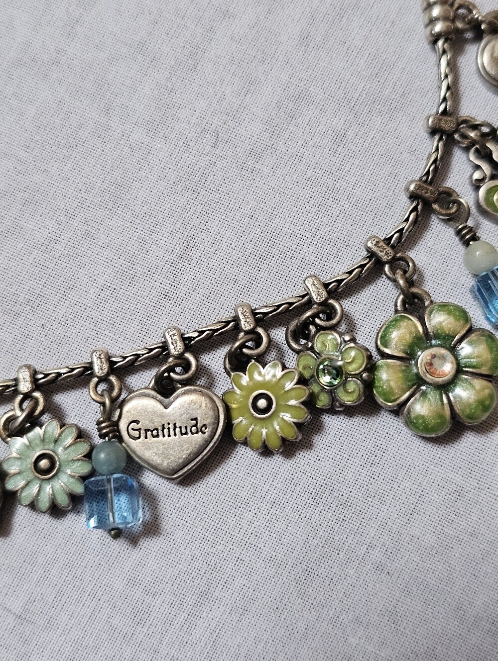 Retired Brighton Embrace Life Gratitude Butterfly Charm Bracelet Floral Hearts - Picture 10 of 13
